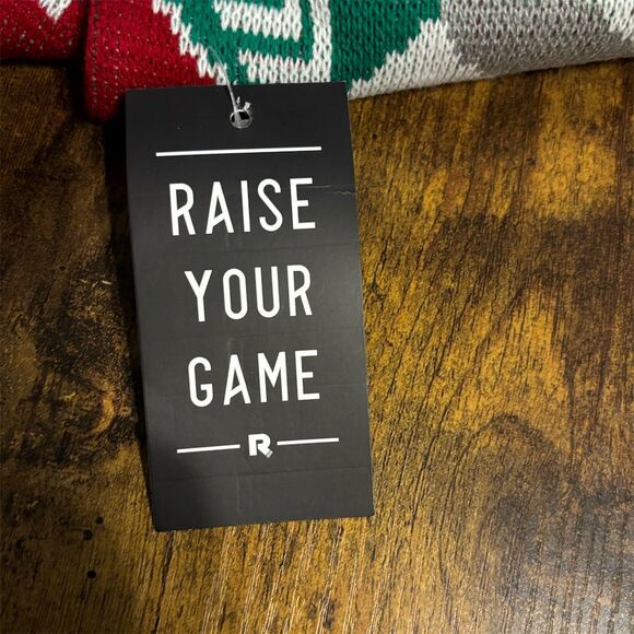 Vintage Ruffneck Red & White Geometric Knit Scarf Unisex Winter Warm - Picture 4 of 4